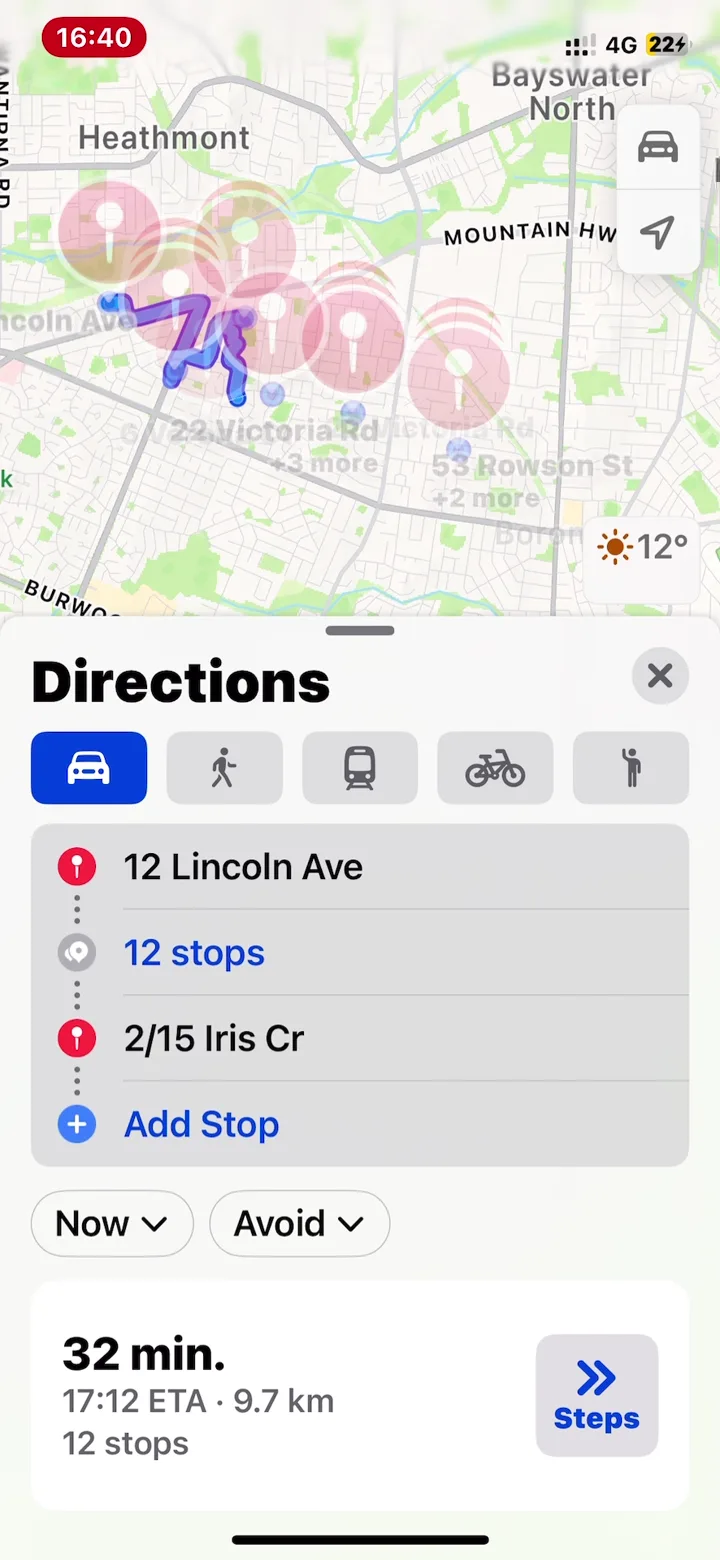 Apple Maps opened from NaviBatch with reviewed delivery stops